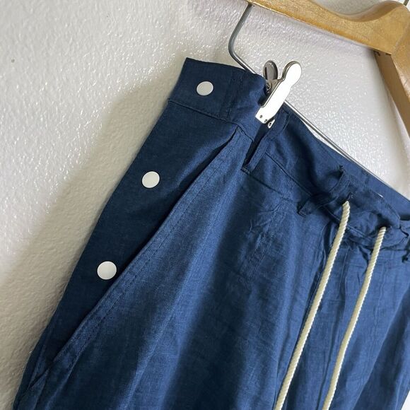 SasquatchFabrix Pants Large Womens Blue Snap Adjustable Wide Cotton Japanese - Picture 4 of 13